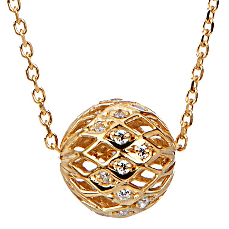 Yemyungji Diamond 18 Karat Yellow Gold Millennium Ball Pendant Chain Necklace